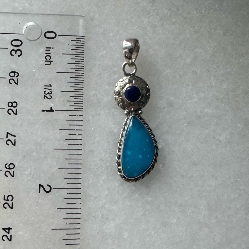 NWOT Sundance Santorini Pendant, Lapis Lazuli, Zinc Spar, Sterling Silver - Picture 4 of 4